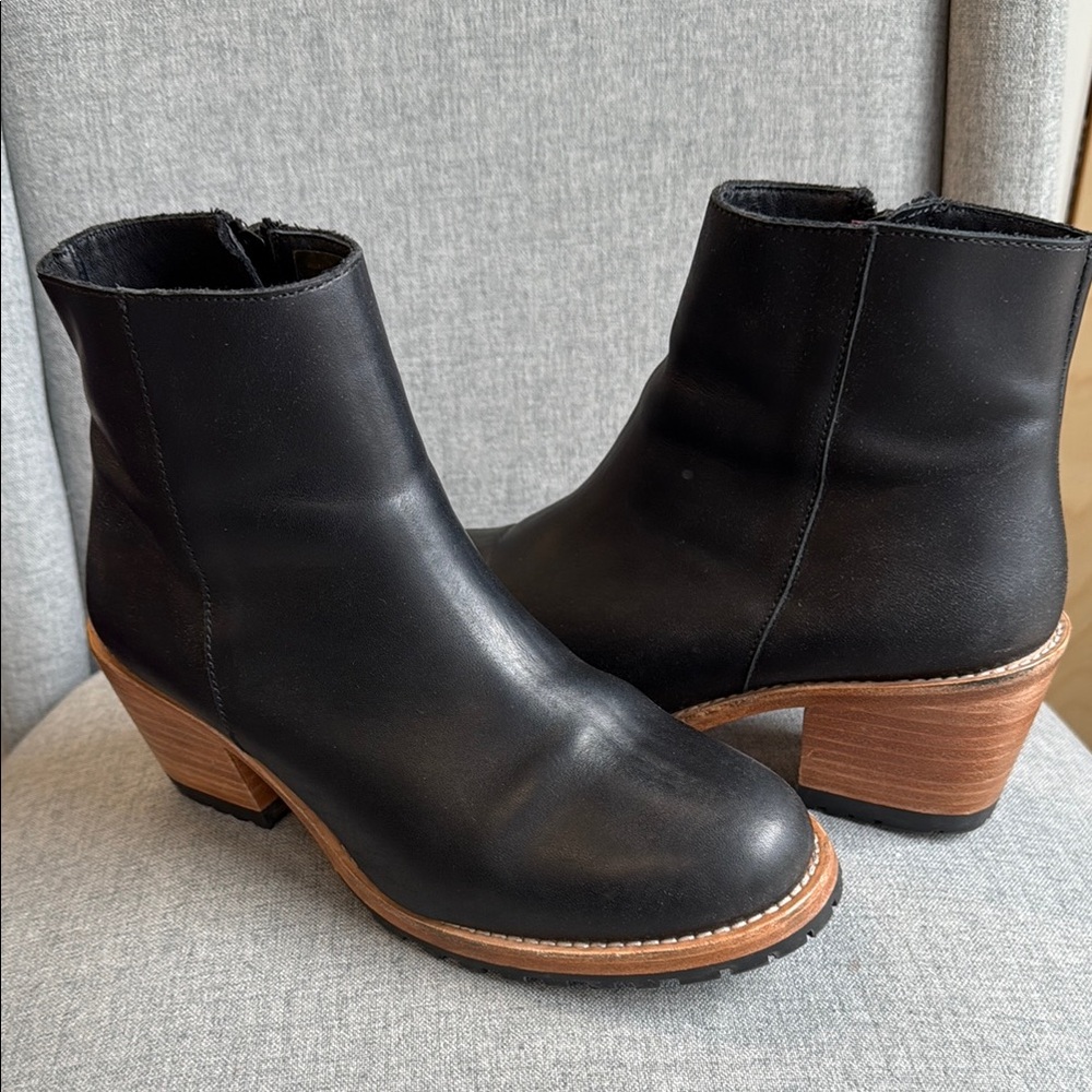 Black Leather Ankle Boots PLG